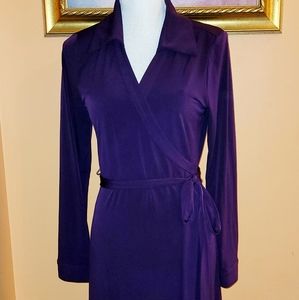 Purple long sleeve wrap dress